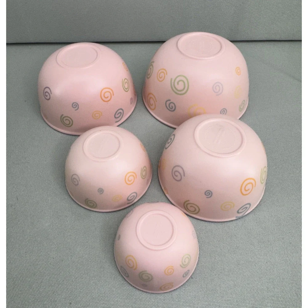 Melamine Nesting Measuring Cups Set of 5 Pink Purple Swirl Kitsch Kitchen